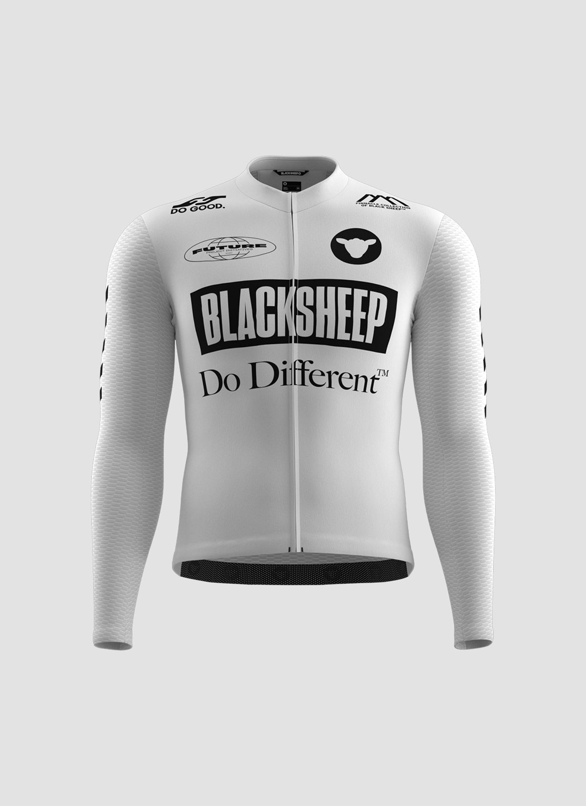 Men's Aero LS Jersey Future Mono White Black Sheep Cycling